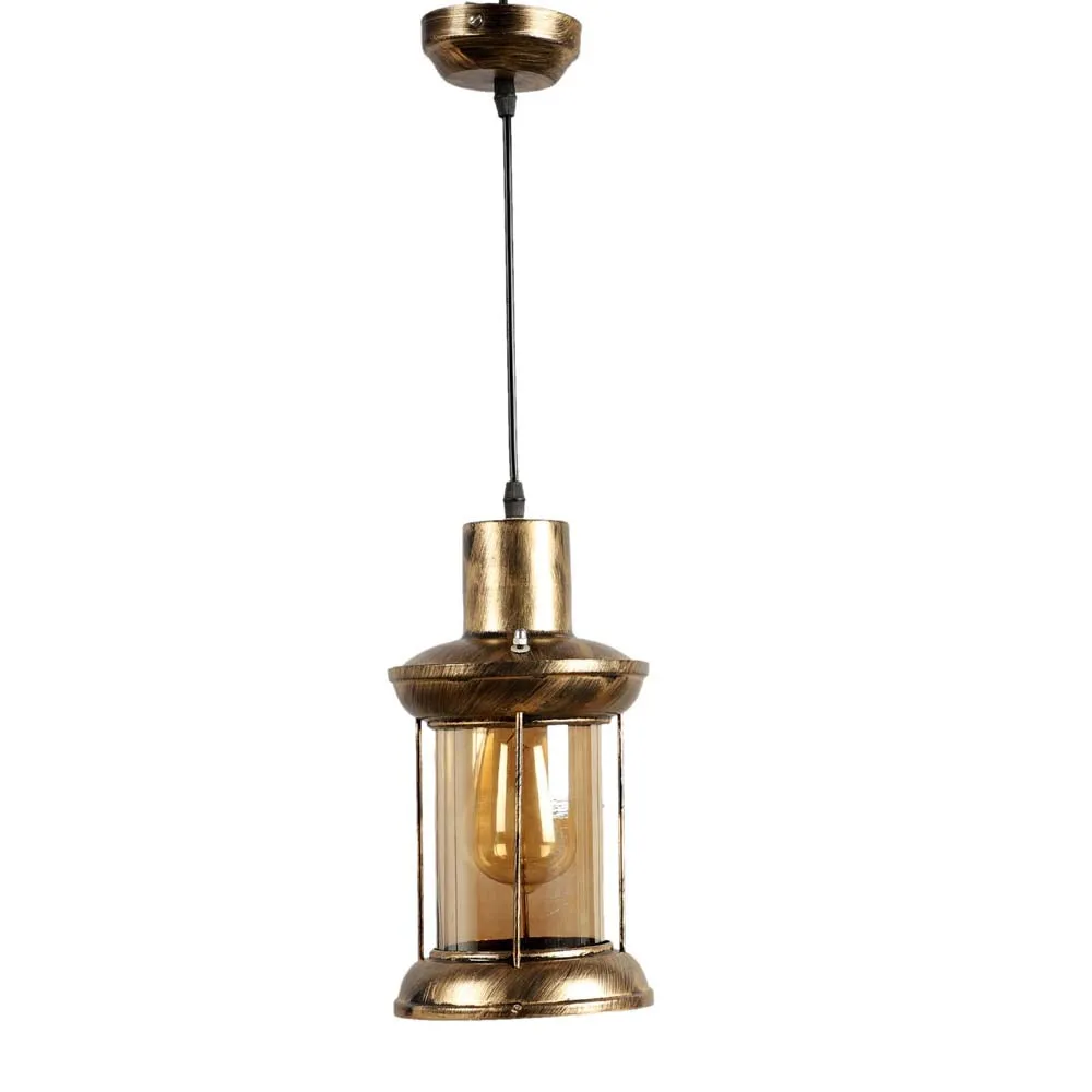 Large Antique Golden Lantern Hanging Light