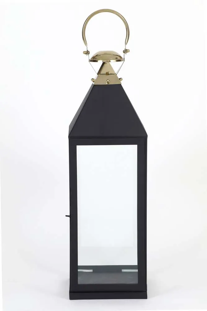 Large Black Lined Decorative Candle Lantern