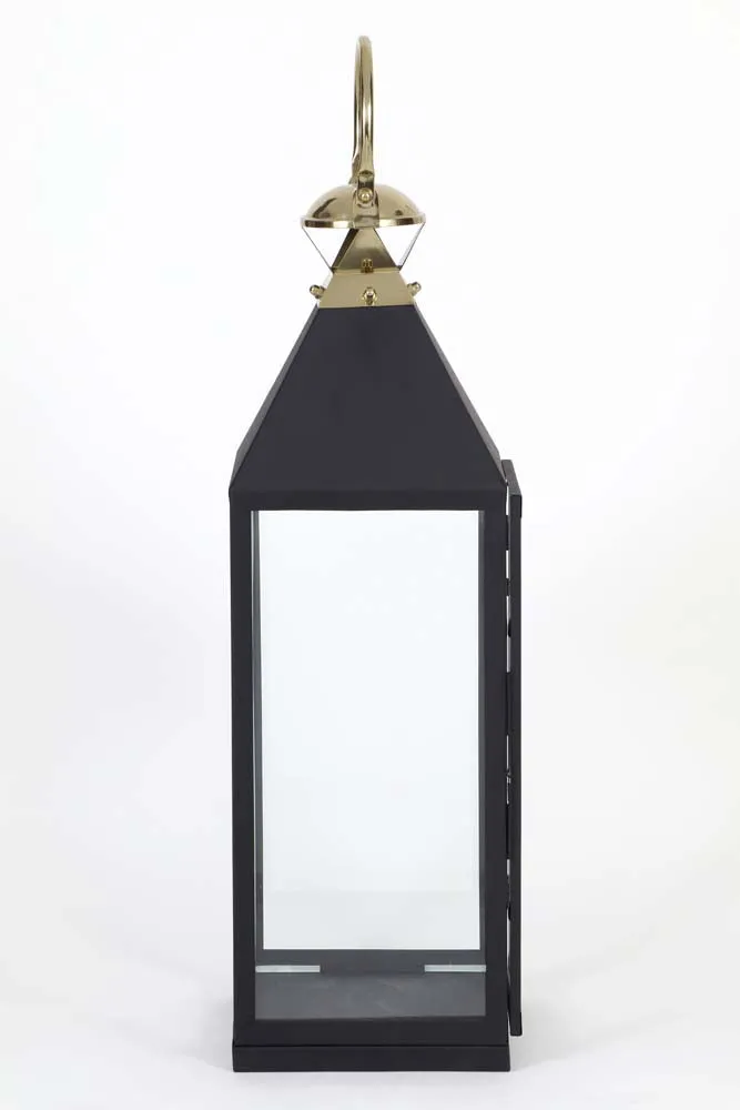 Large Black Lined Decorative Candle Lantern