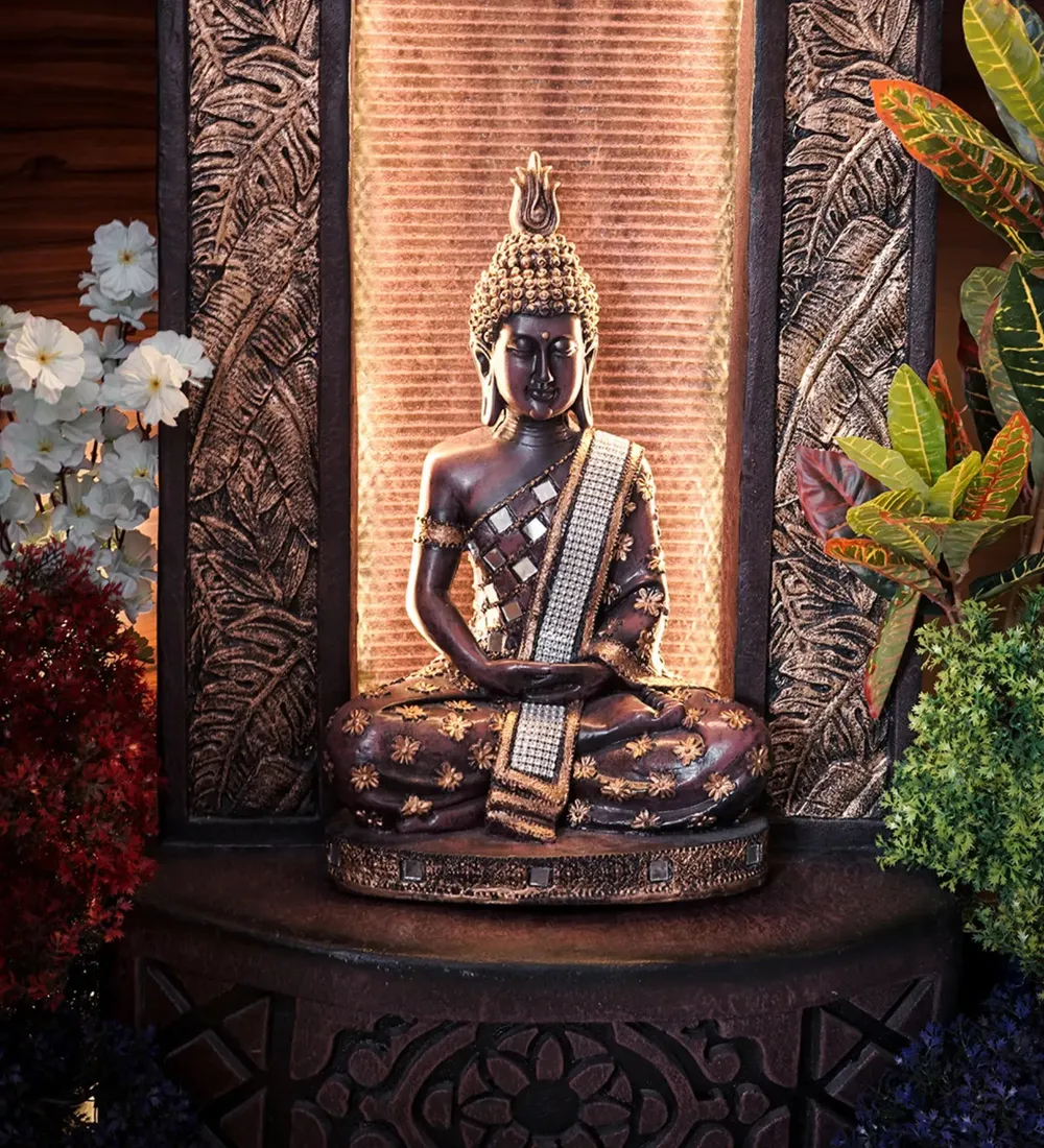 Large Brown Lord Buddha Water Fountain for Home