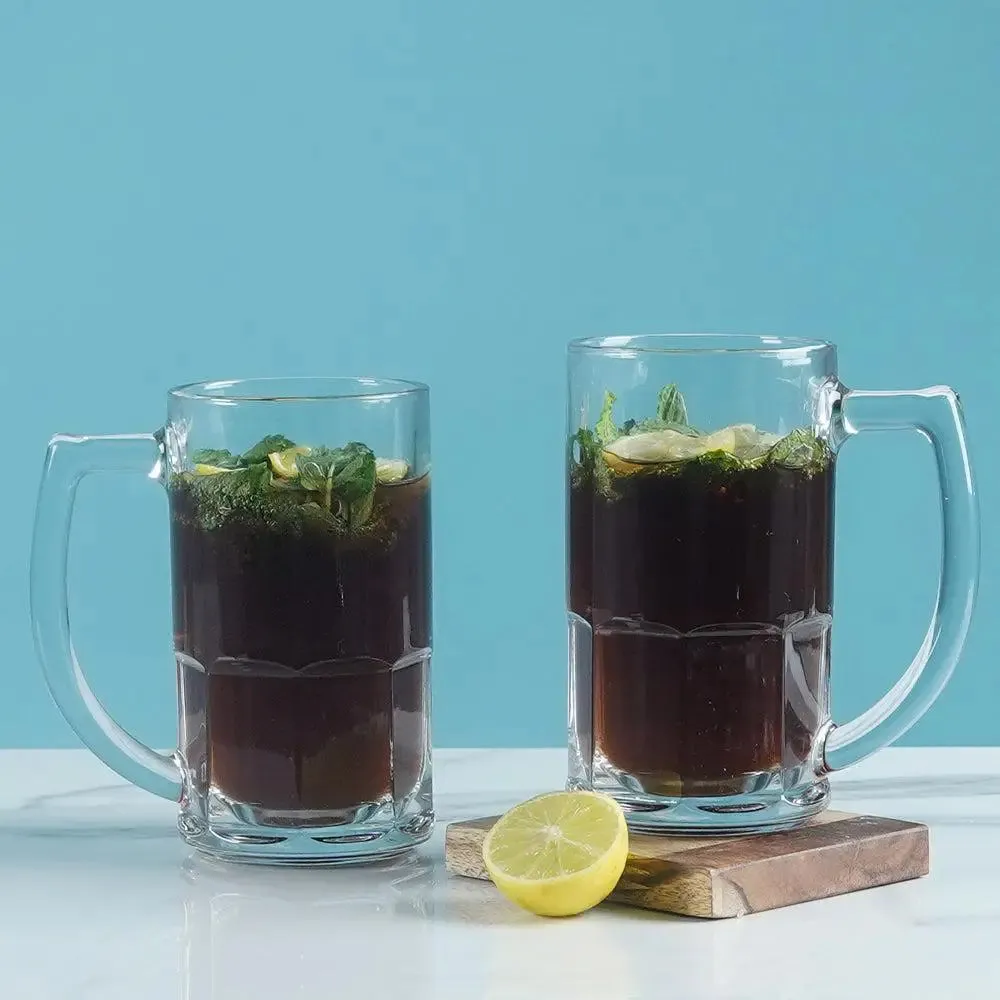 Large Chic Beer Glass with Sturdy Glass Handle Set of 2