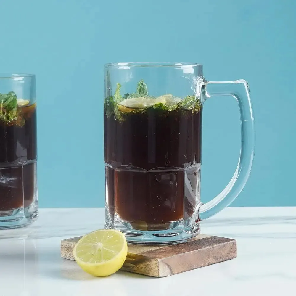 Large Chic Beer Glass with Sturdy Glass Handle Set of 2