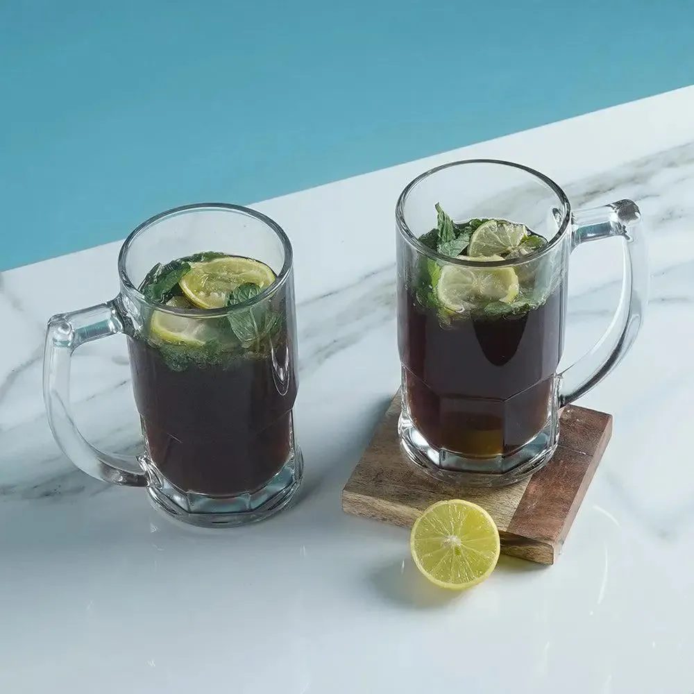 Large Chic Beer Glass with Sturdy Glass Handle Set of 2