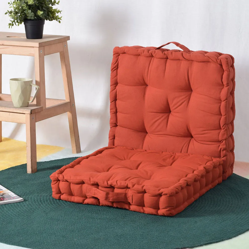 Large Crimson Red Plush Cotton Matlas Floor Sitting Cushion Set Of 2