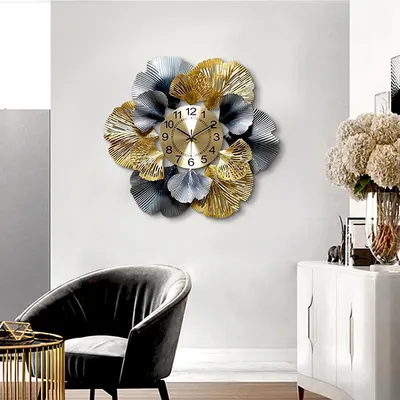 Large Floral Metal Wall Clock