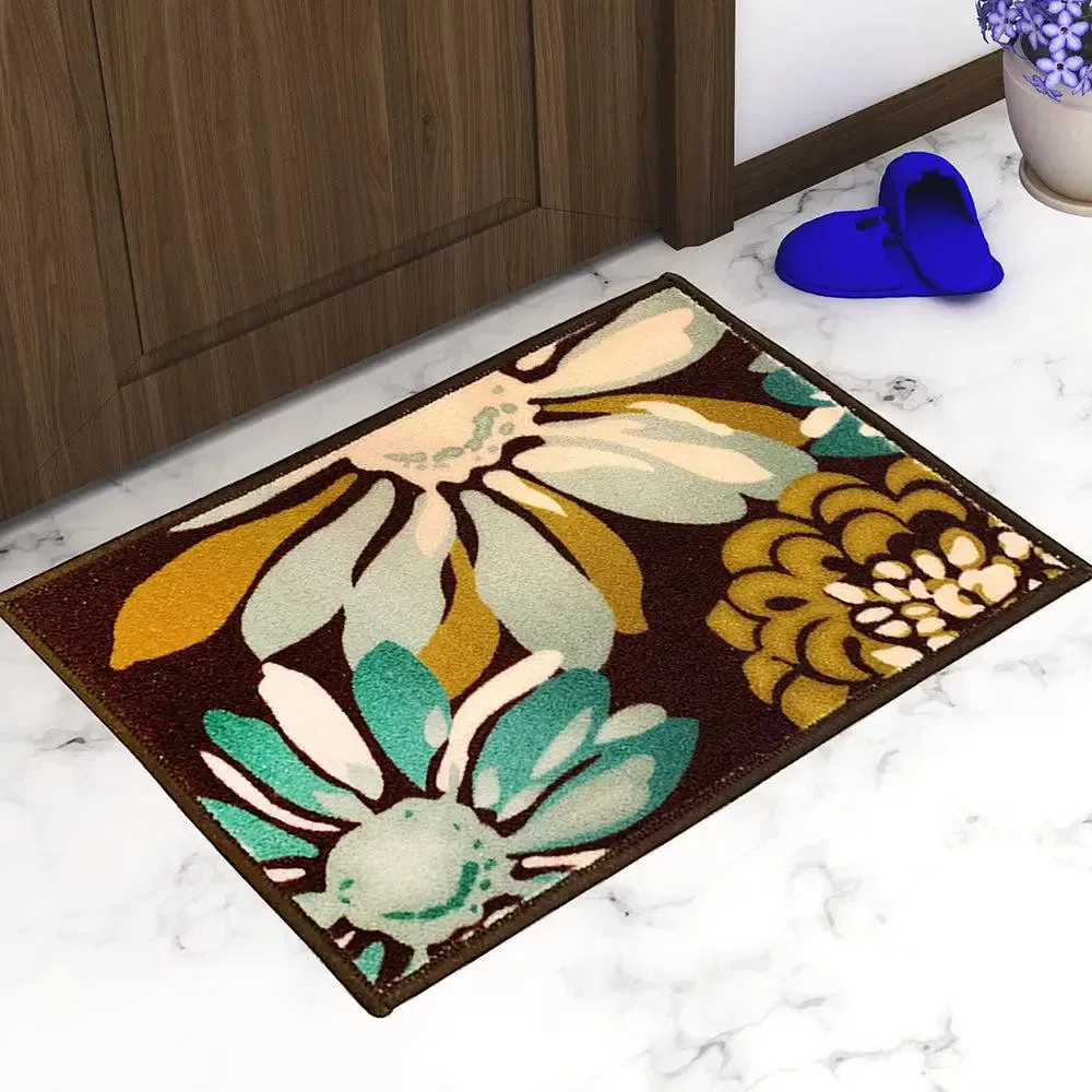 Large Floral Printed Maroon Printed Premium Doormat (14 X 22 )Inches