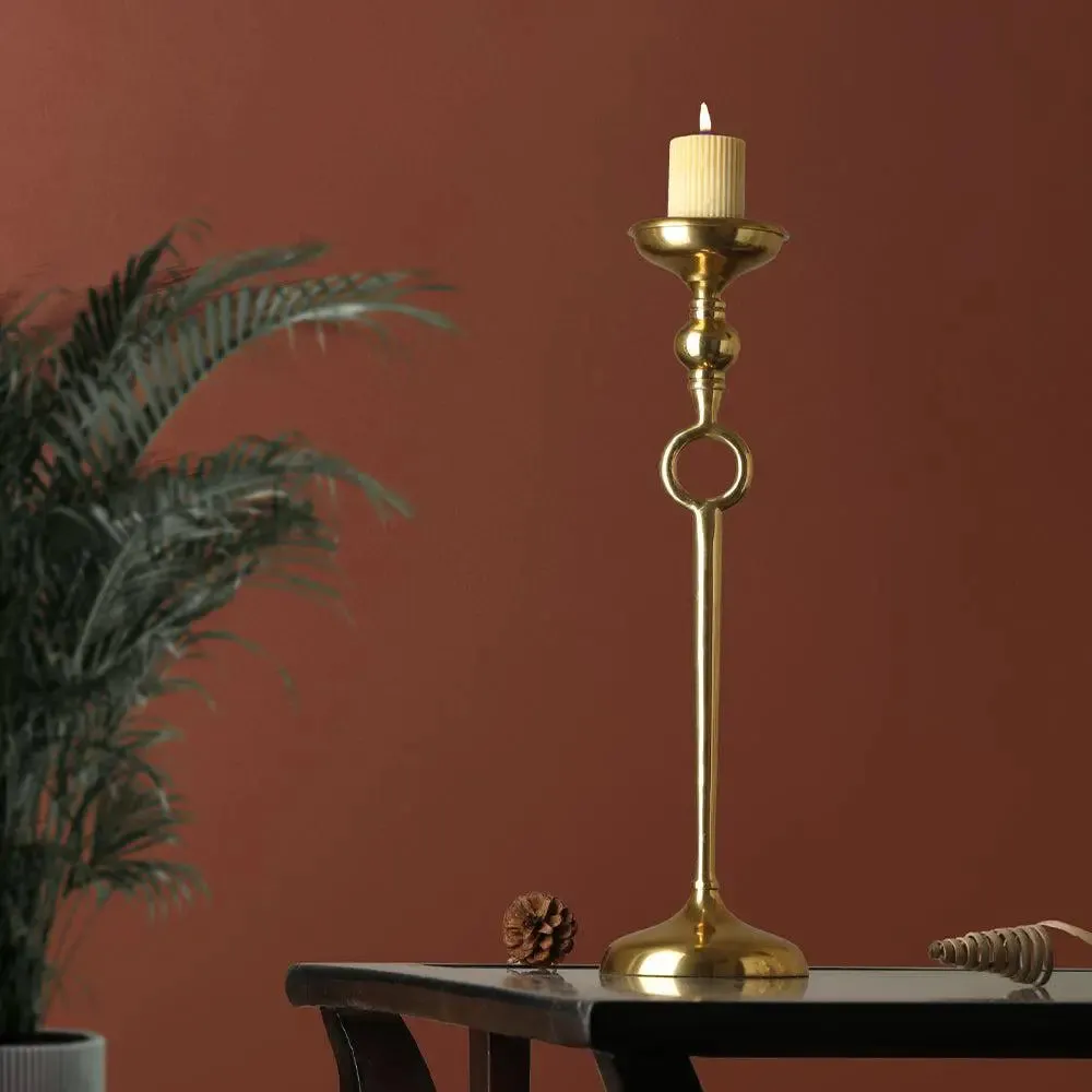 Large Gold Pillar Candle Holder for Home Decor