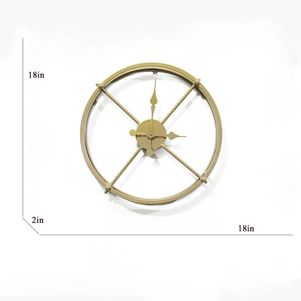 Large Golden Metallic Wall Clock for Home Decor