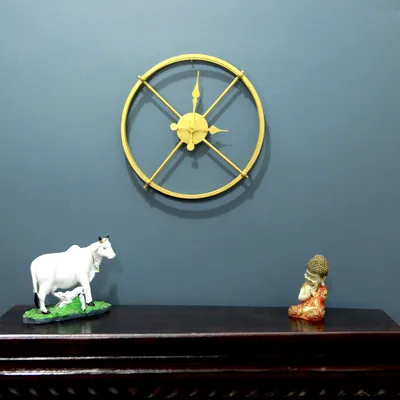 Large Golden Metallic Wall Clock for Home Decor