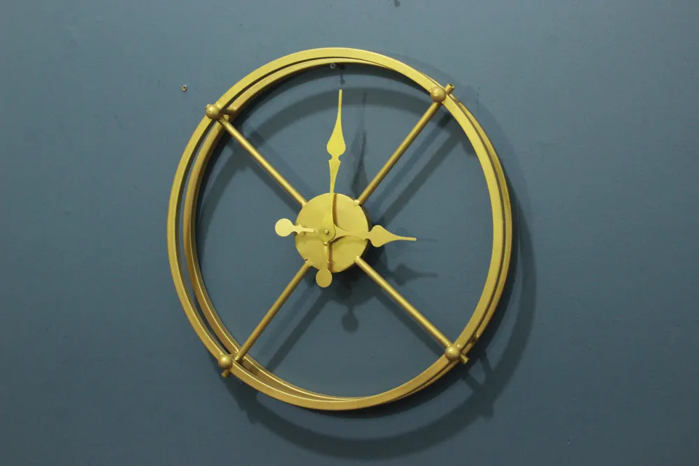 Large Golden Metallic Wall Clock for Home Decor