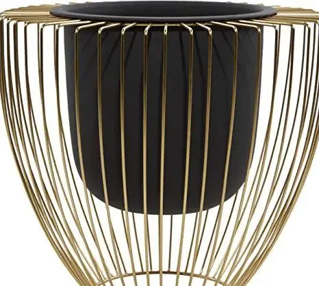 Large Metallic Gold Decorative Wire Planter Pot with Stand