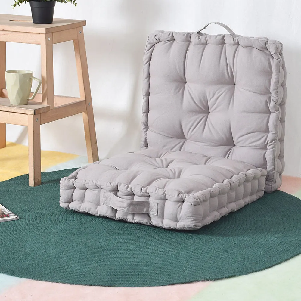 Large Taupe Cotton Matlas Floor Sitting Cushion Set Of 2