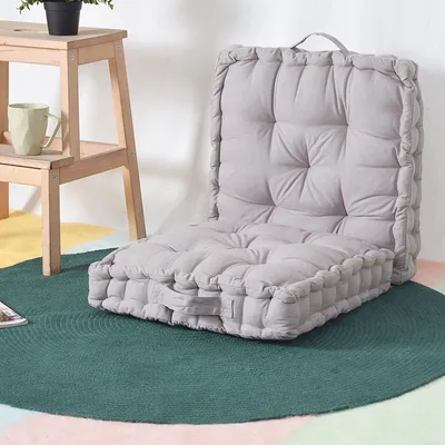 Large Taupe Cotton Matlas Floor Sitting Cushion Set Of 2