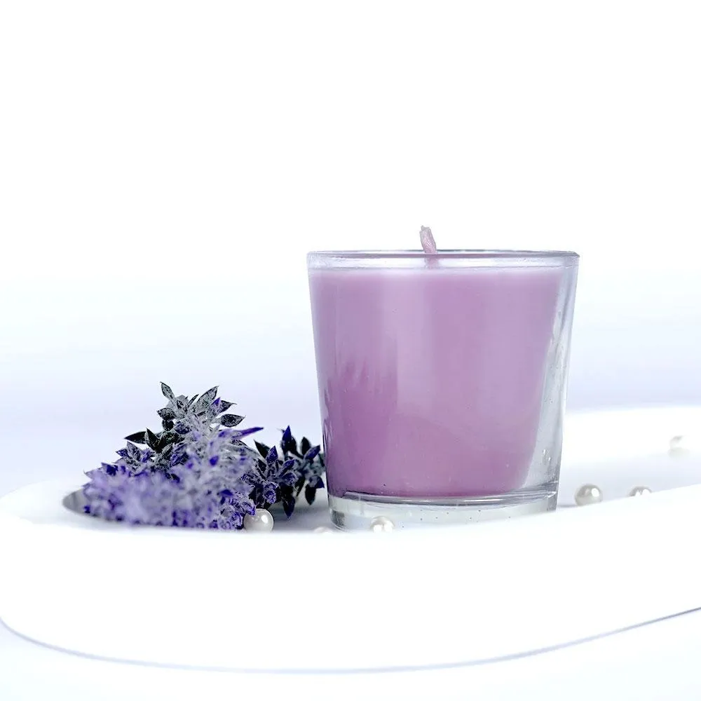 Lavender Clear Glass Scented Candle Single Piece