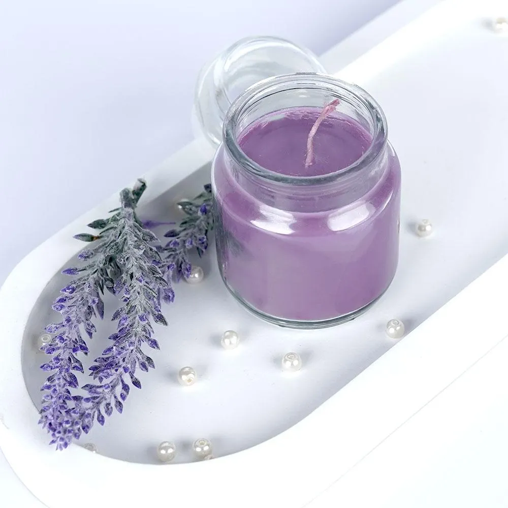 Lavender Glass Scented Candle Jar Single Piece