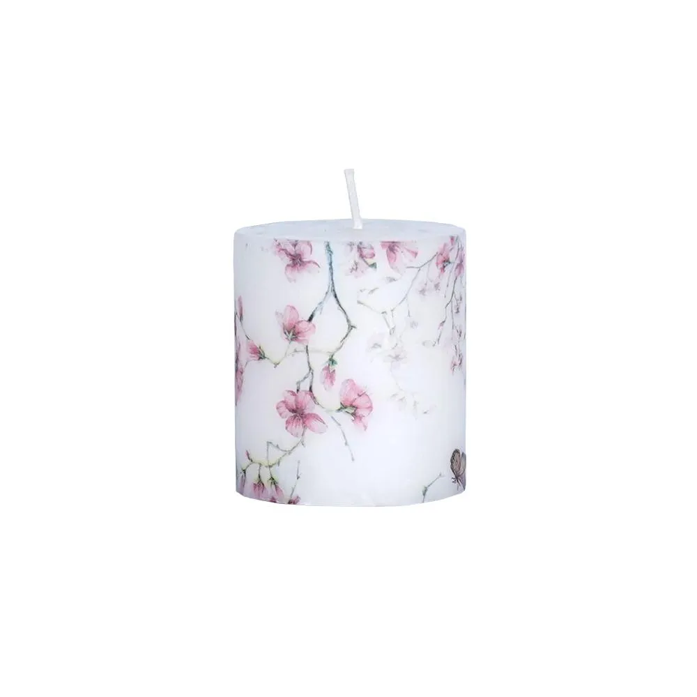Lavender & Vanilla Cherry Blossom Designer Scented Pillar Candle- 2.7 X 3 in