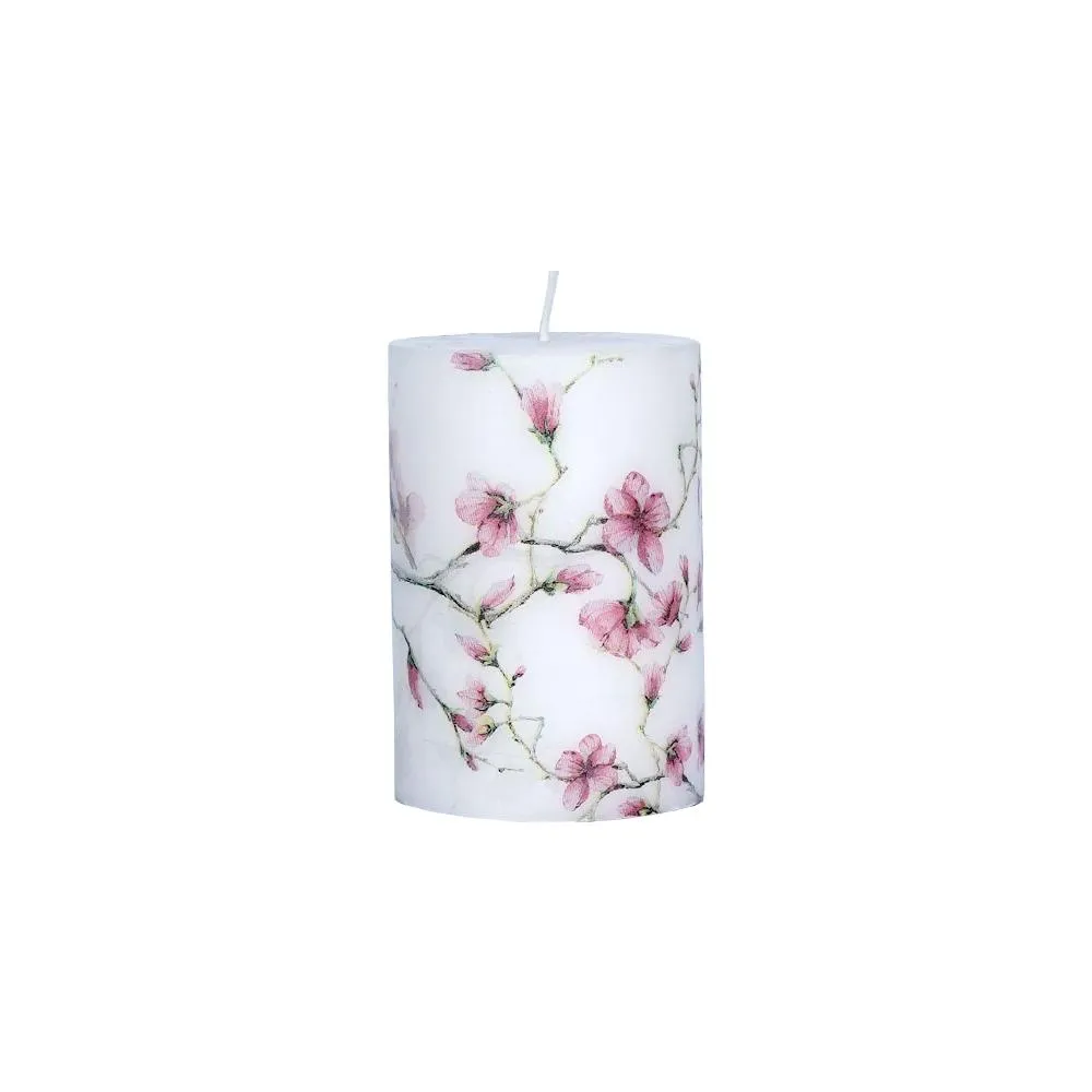 Lavender & Vanilla Cherry Blossom Designer Scented Pillar Candle- 2.7×4 in