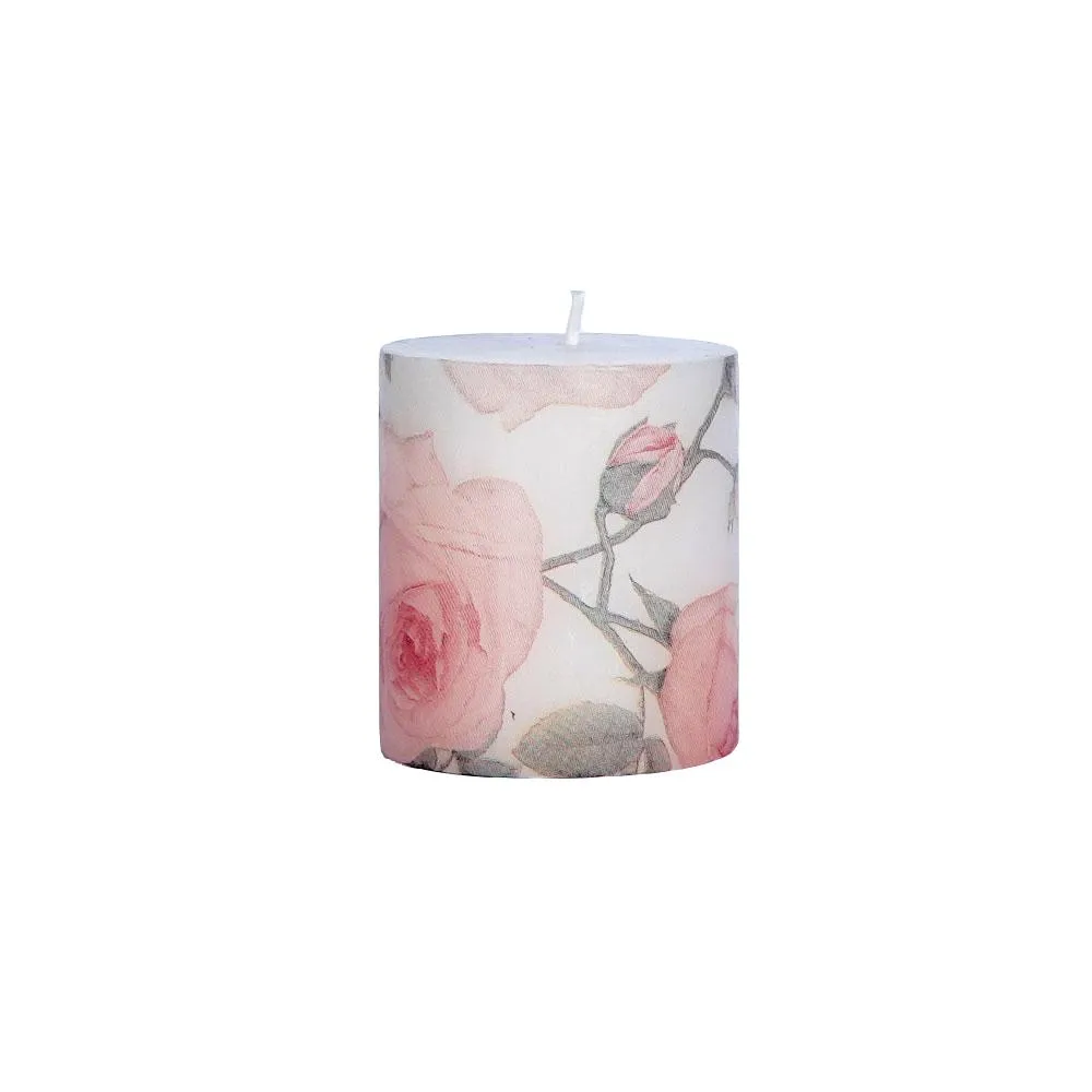 Lavender & Vanilla Pink Floral Designer Scented Pillar Candle- 2.7 X 3 in