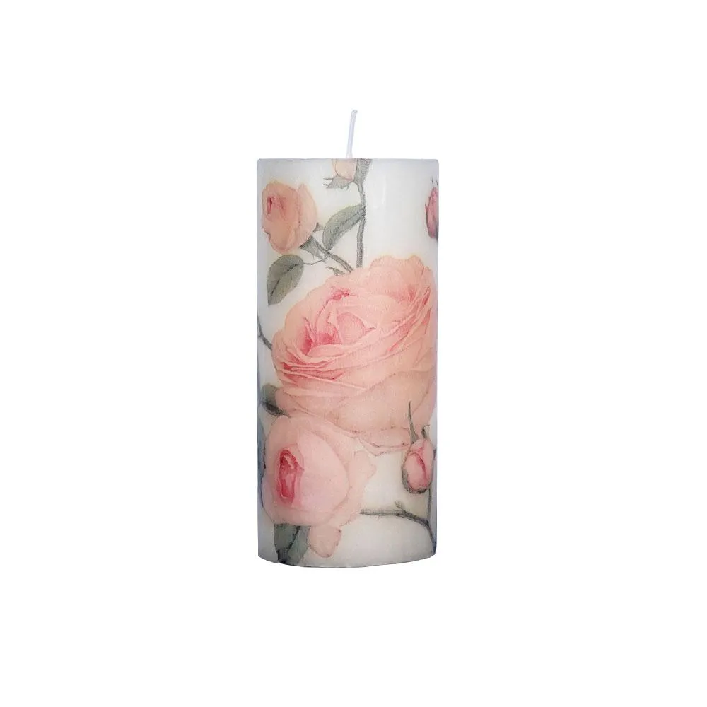 Lavender & Vanilla Pink Floral Designer Scented Pillar Candle- Set of 3