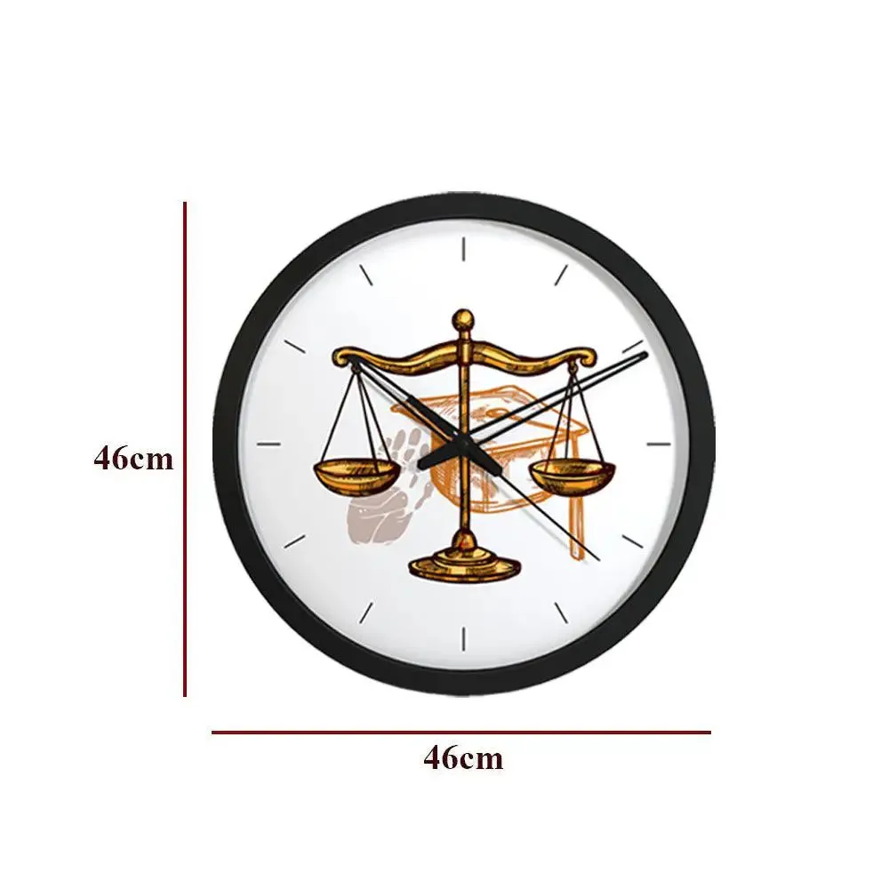 Law Scale Wooden Wall Clock for Lawyer's Office White