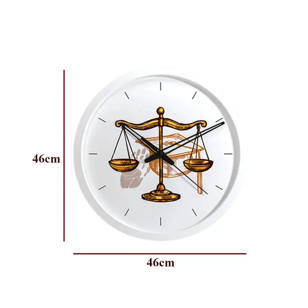 Law Scale Wooden Wall Clock for Lawyer's Office White