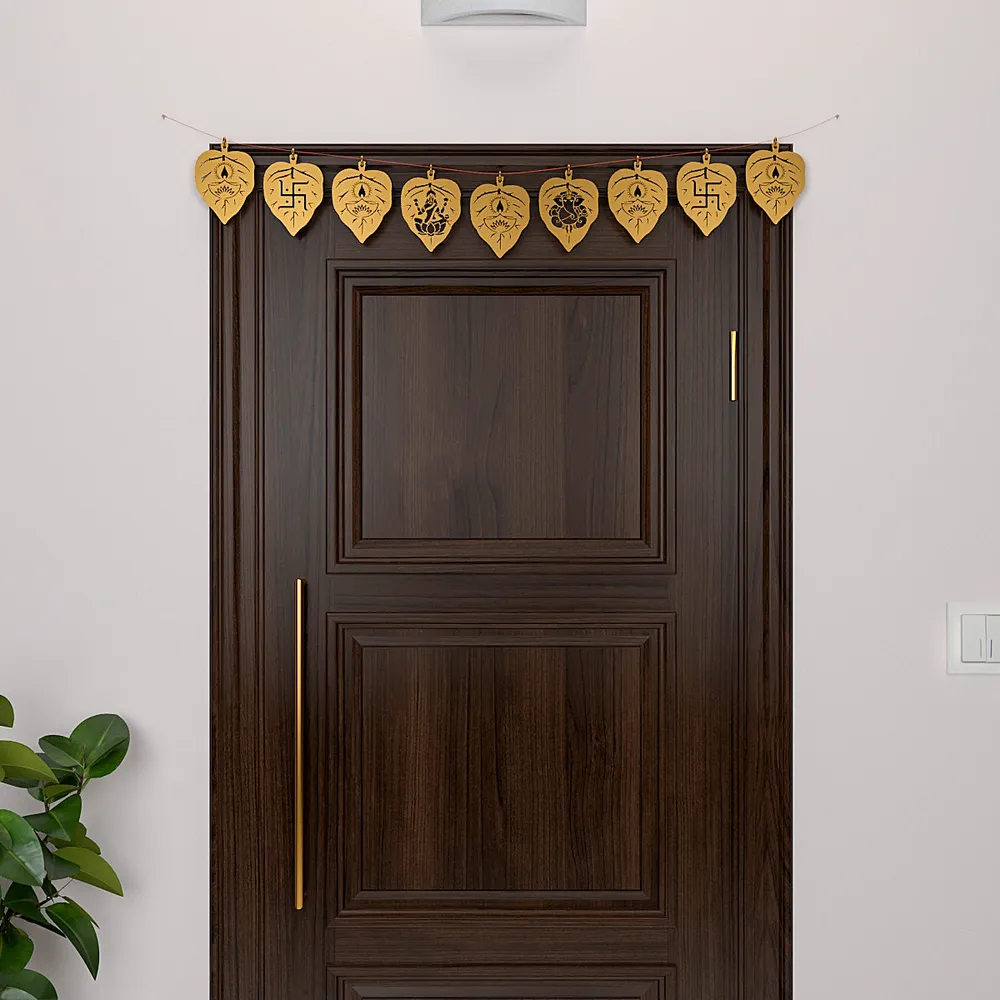 Laxmi & Ganesh Designer Golden Wooden Toran