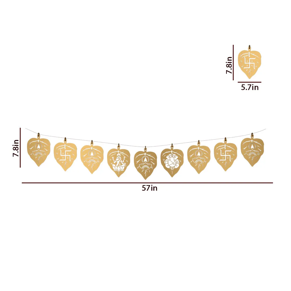 Laxmi & Ganesh Designer Golden Wooden Toran