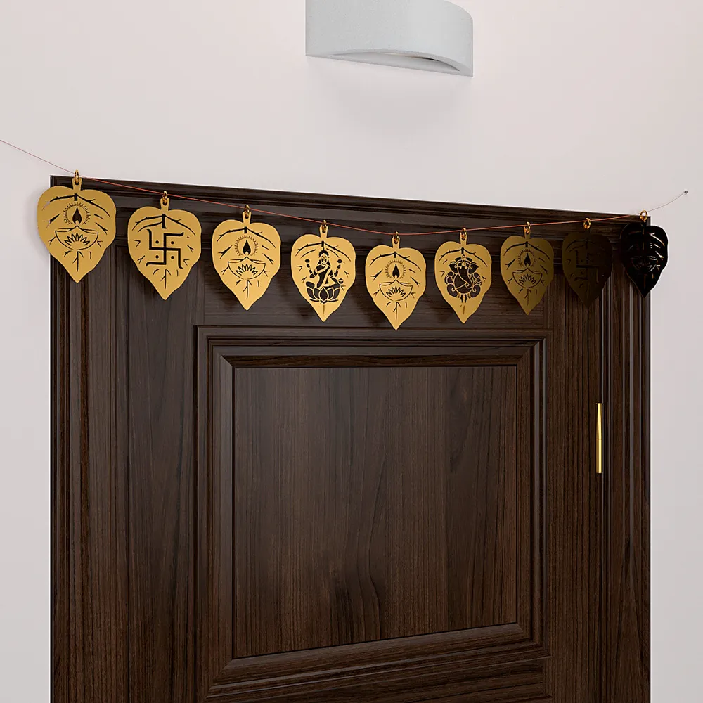 Laxmi & Ganesh Designer Golden Wooden Toran