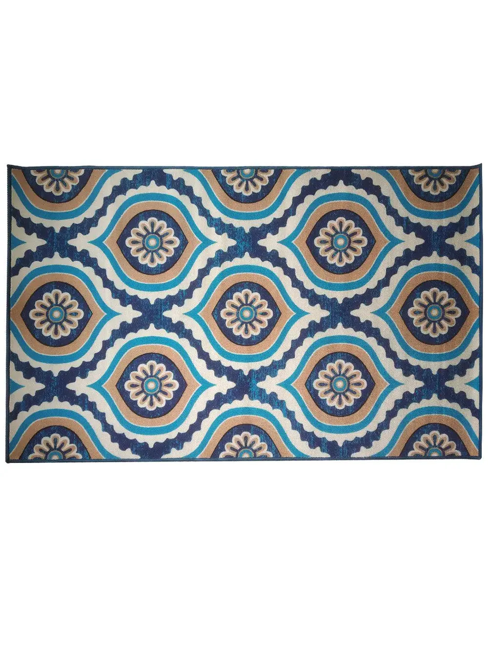 Layers Of Blue Moroccan Printed Premium Area Carpet ( 3 ft x5 ft & 4 ft x 6 ft ) 3X5 ft