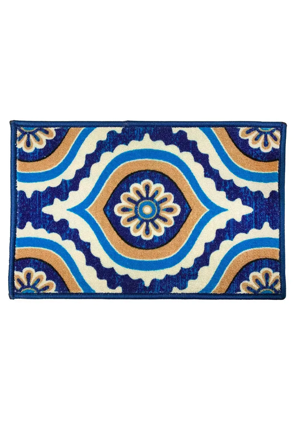Layers Of Blue Moroccan Printed Premium Doormat (14 X 22 )Inches Single Piece