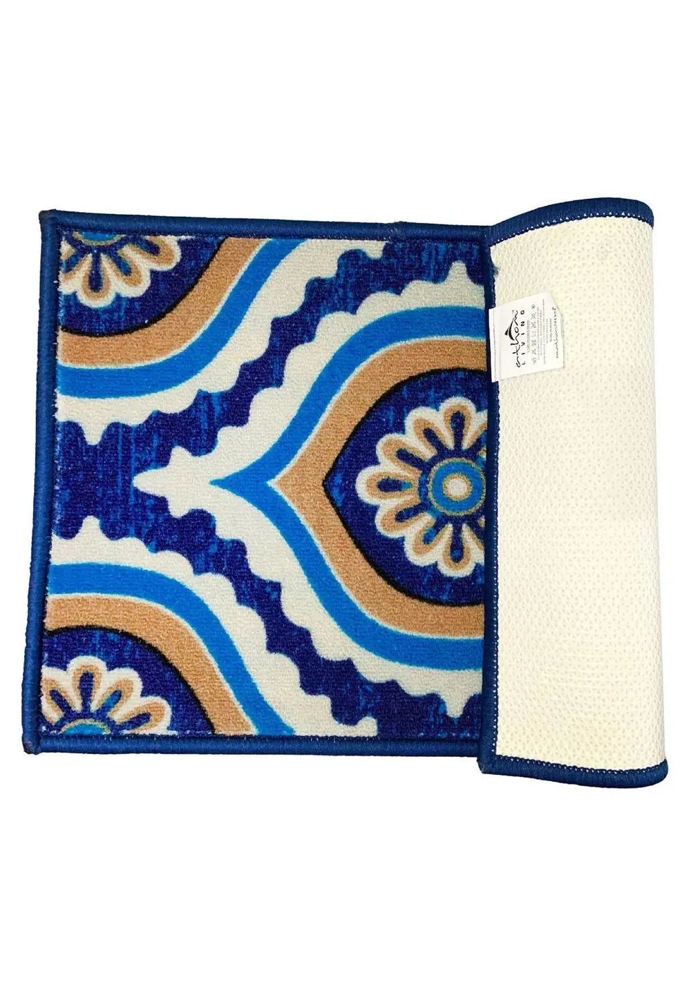 Layers Of Blue Moroccan Printed Premium Doormat (14 X 22 )Inches Single Piece
