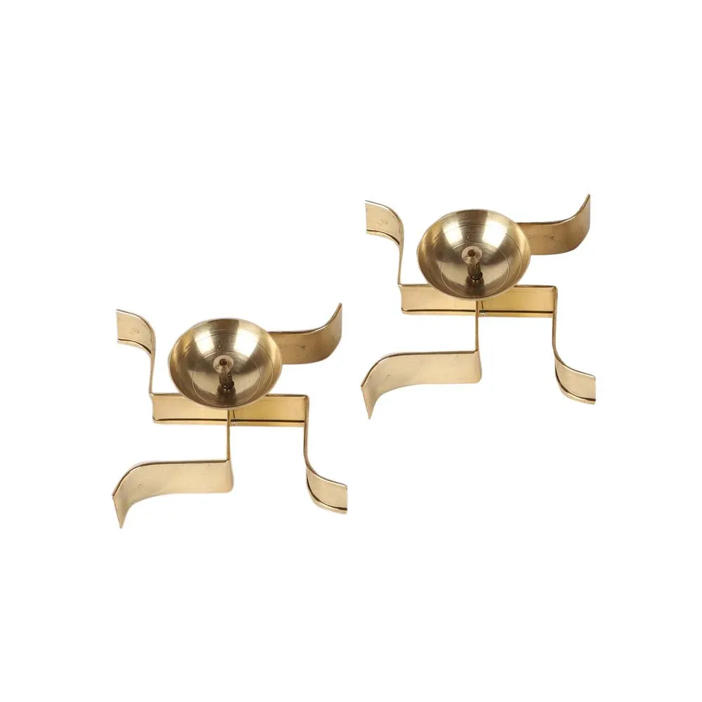 Laying Satiya Golden Crafted Diyas Set Of 2