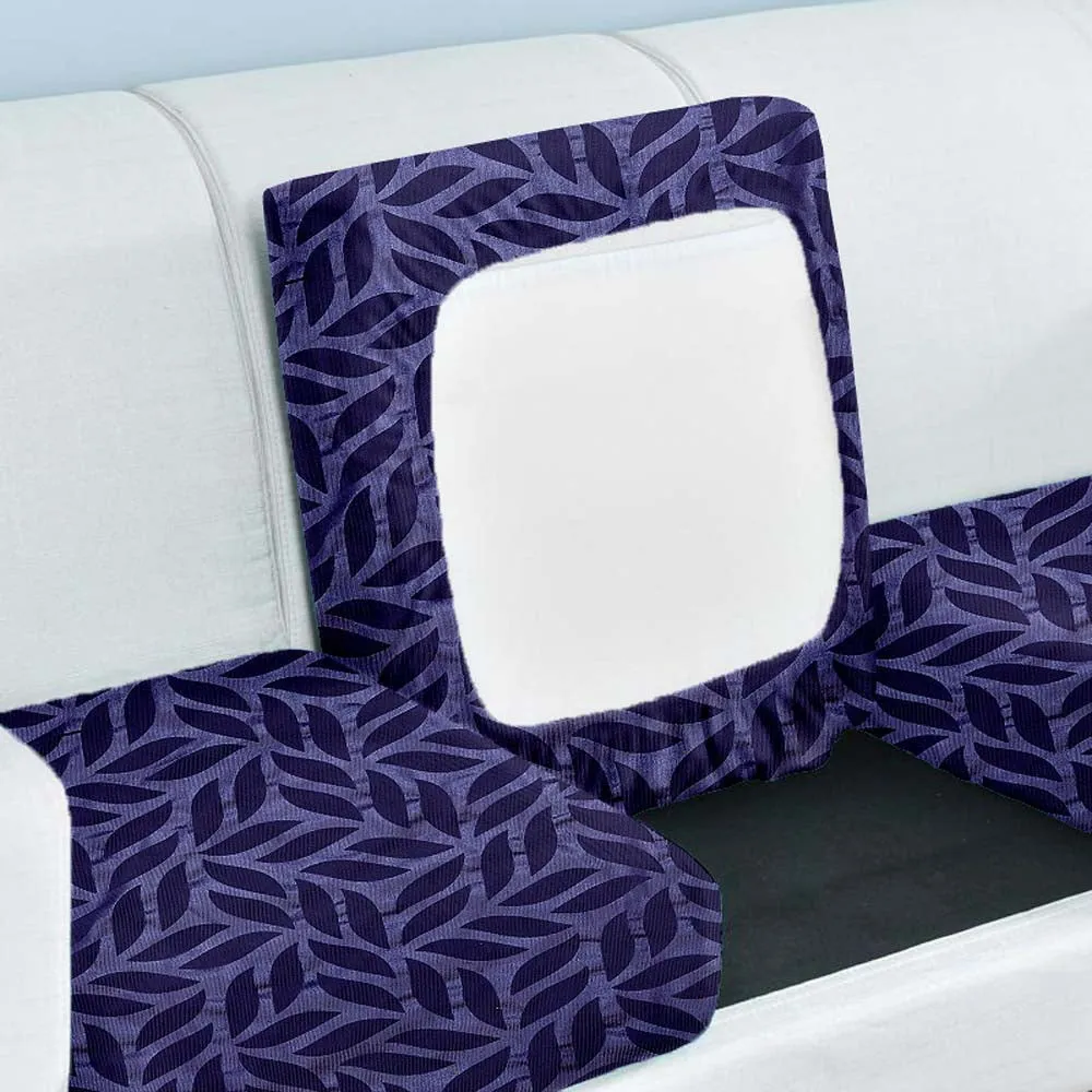 Leaf Abstract Strechable Purple Sofa Seat Cover Set Of 2/4/6/8 Pack of 2