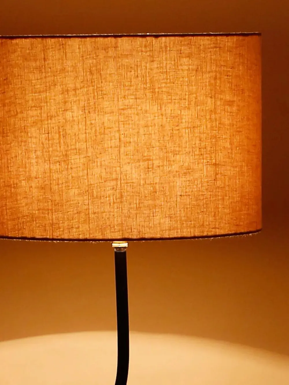 Leaf Floor Lamp with Wood Round Base & Drum Cotton Shade Off-White