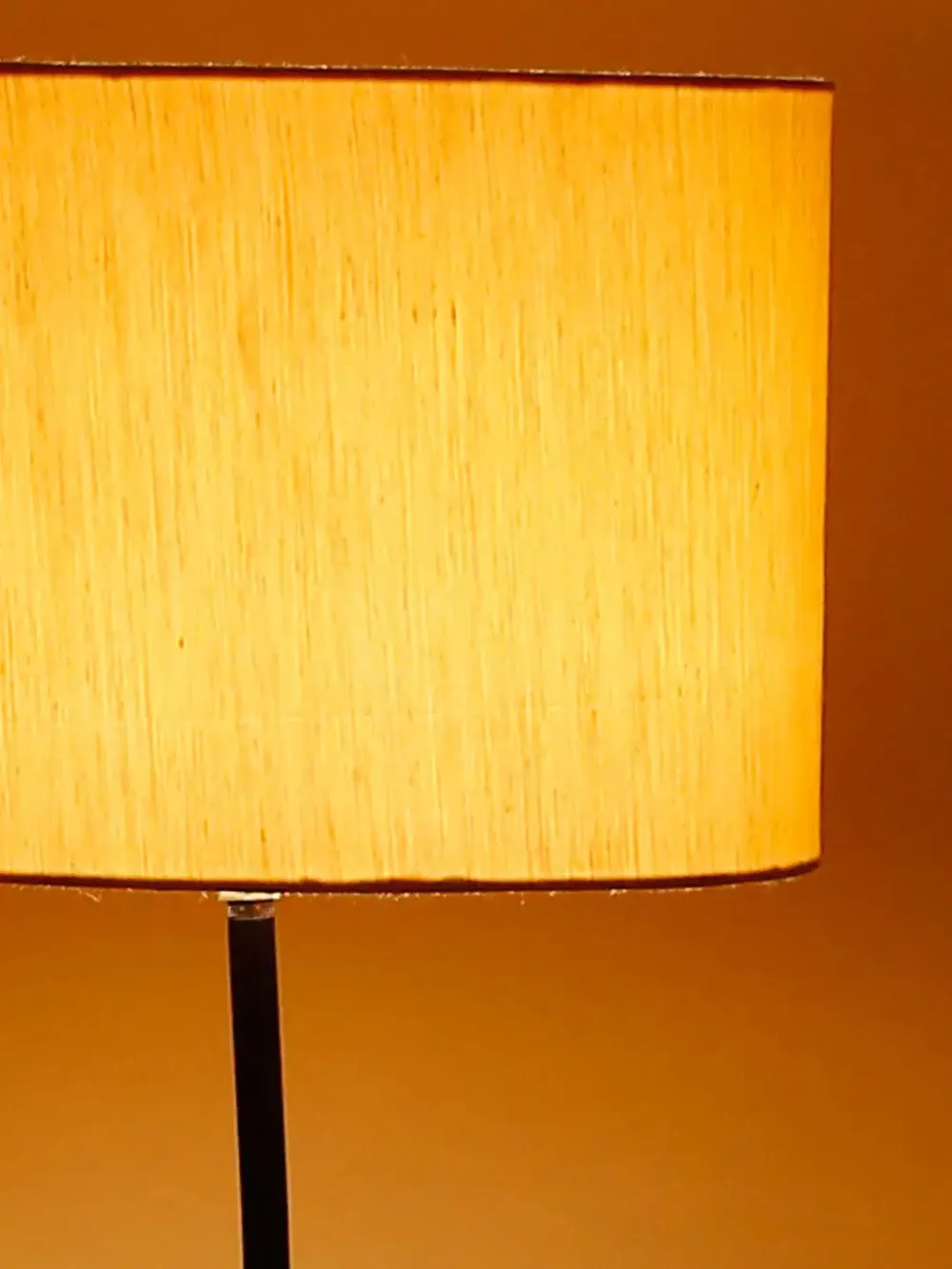 Leaf Floor Lamp with Wood Round Base & Drum Cotton Shade Off-White