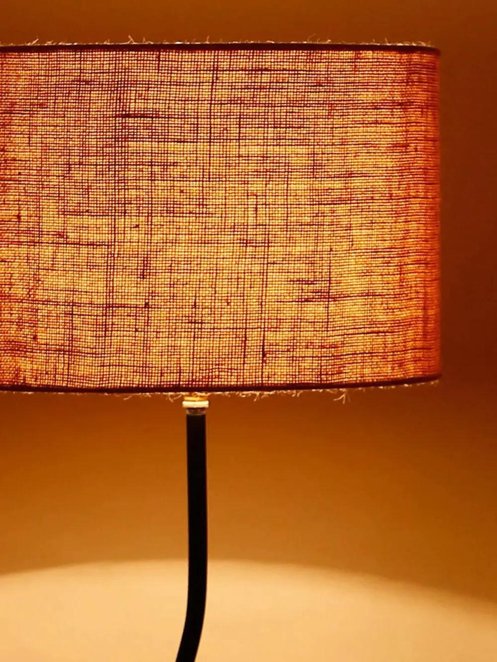 Leaf Floor Lamp with Wood Round Base & Drum Jute Shade White