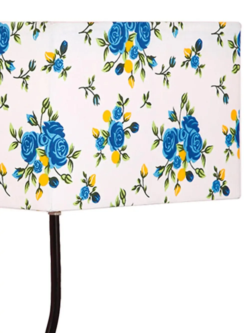 Leaf Floor Lamp with Wood Square Base & Blue Square Shade