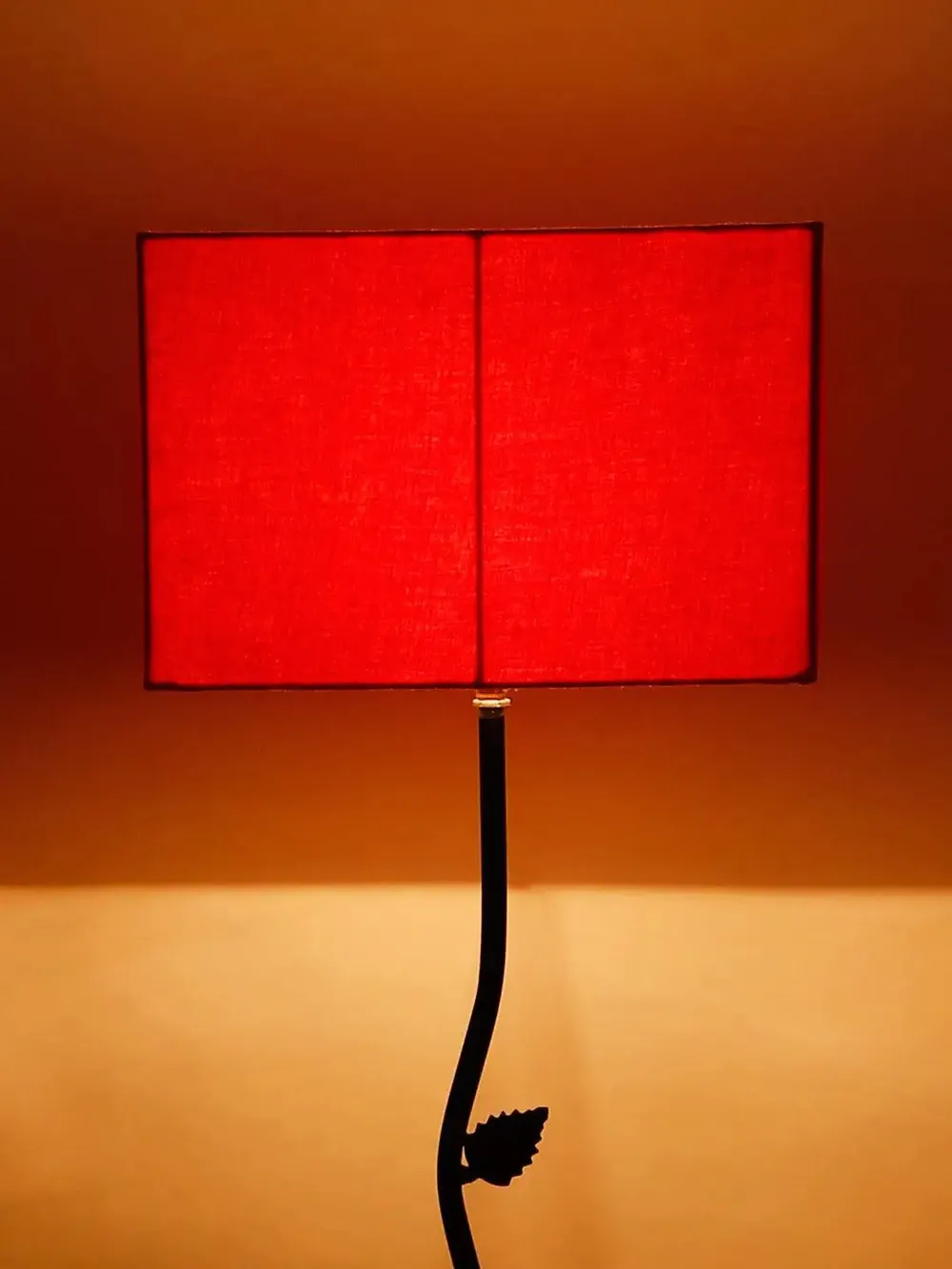 Leaf Floor Lamp with Wood Square Base & Cotton Shade MultiColour