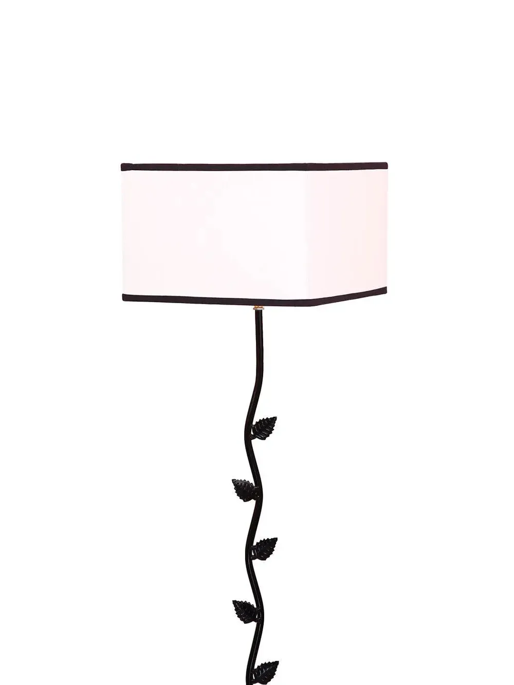 Leaf Floor Lamp with Wood Square Base & Cotton Shade MultiColour