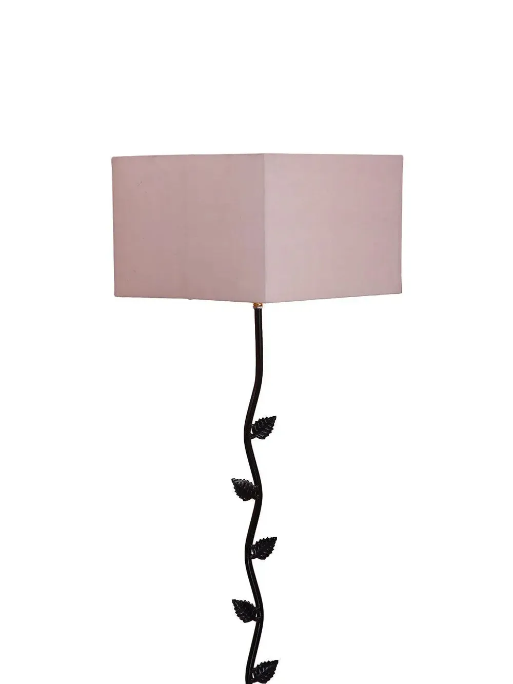Leaf Floor Lamp with Wood Square Base & Cotton Shade MultiColour