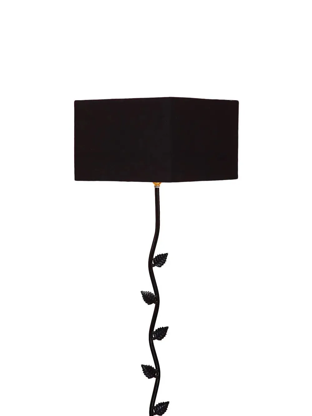 Leaf Floor Lamp with Wood Square Base & Cotton Shade MultiColour