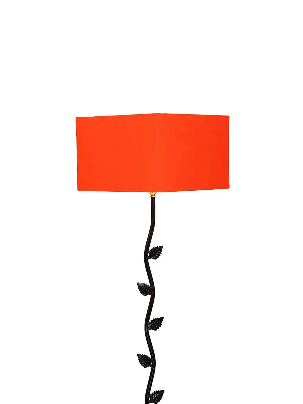 Leaf Floor Lamp with Wood Square Base & Cotton Shade MultiColour