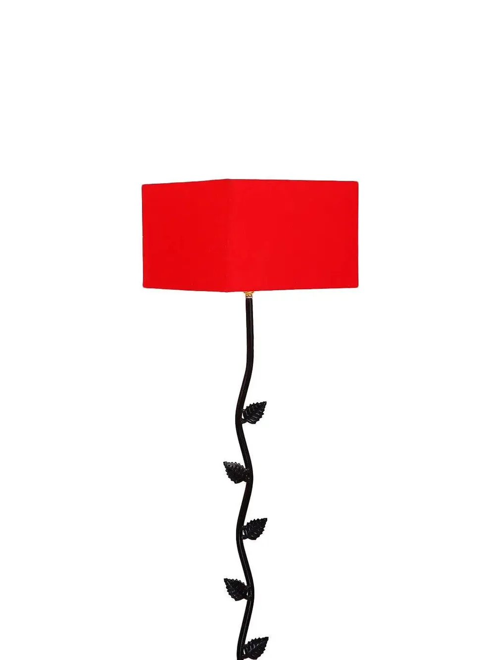 Leaf Floor Lamp with Wood Square Base & Cotton Shade MultiColour