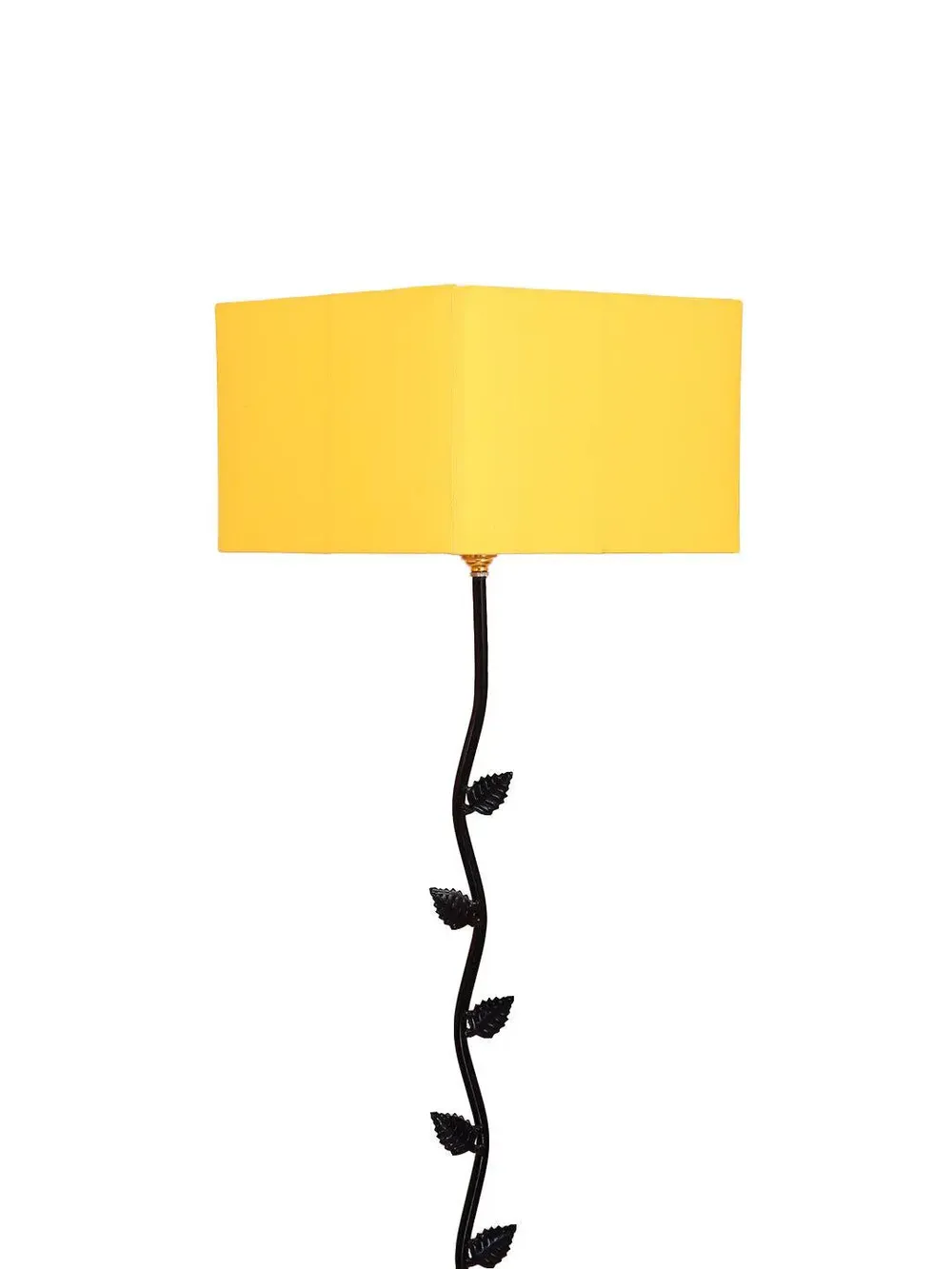 Leaf Floor Lamp with Wood Square Base & Cotton Shade MultiColour