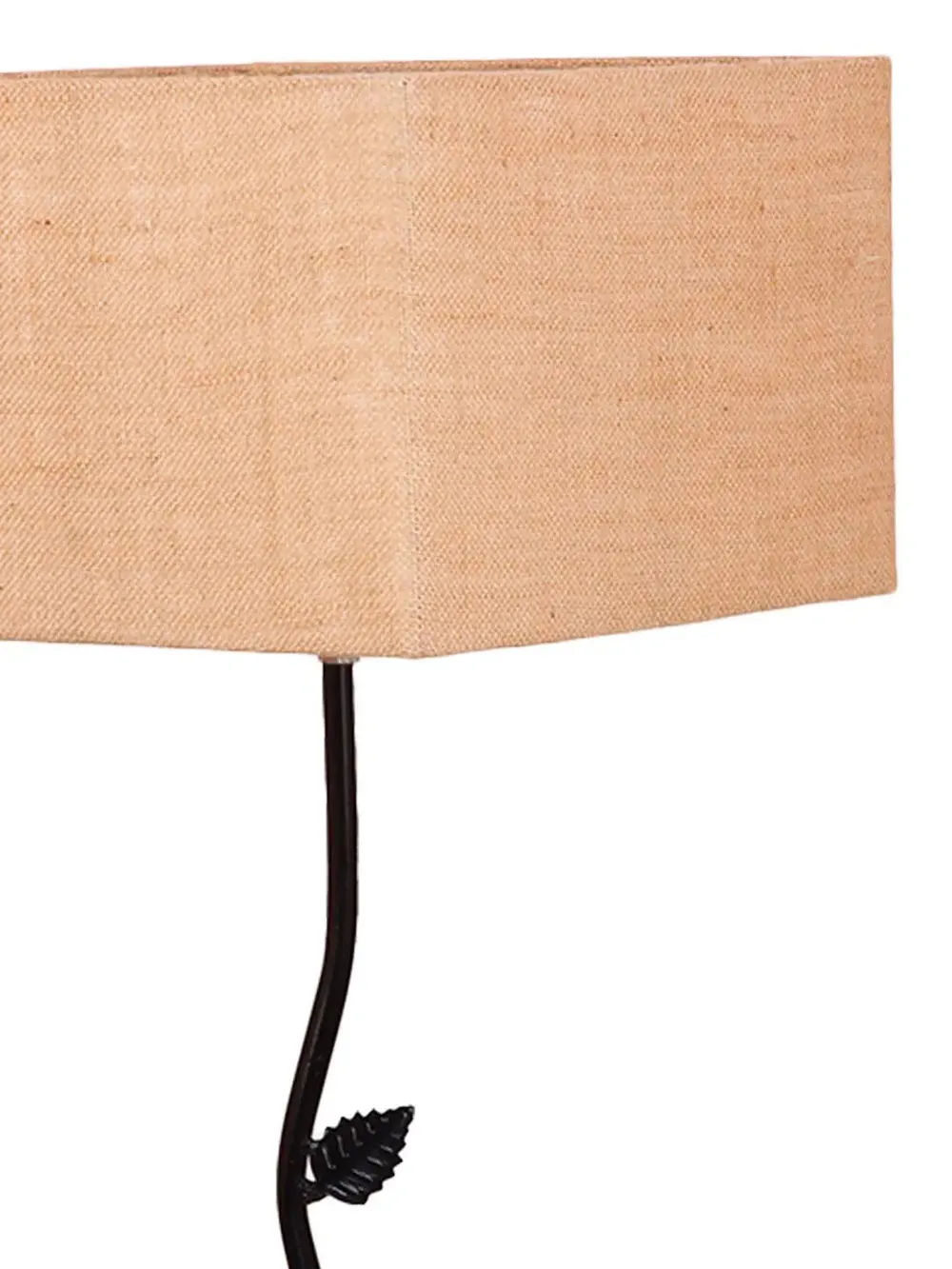 Leaf Floor Lamp with Wood Square Base & Jute Shade Blue