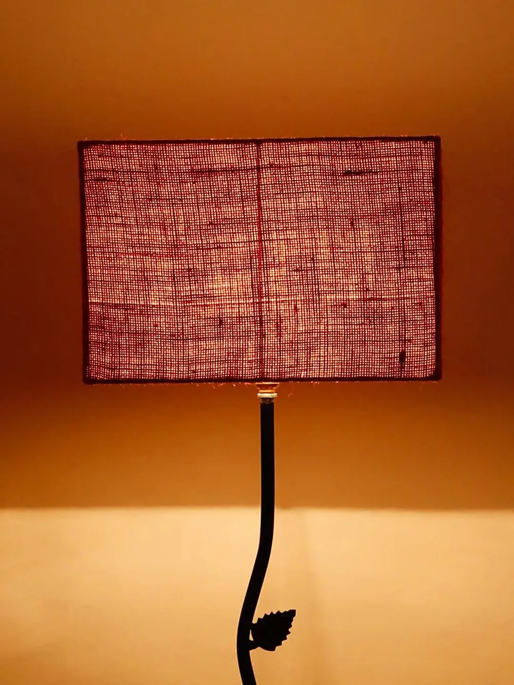 Leaf Floor Lamp with Wood Square Base & Jute Shade Blue