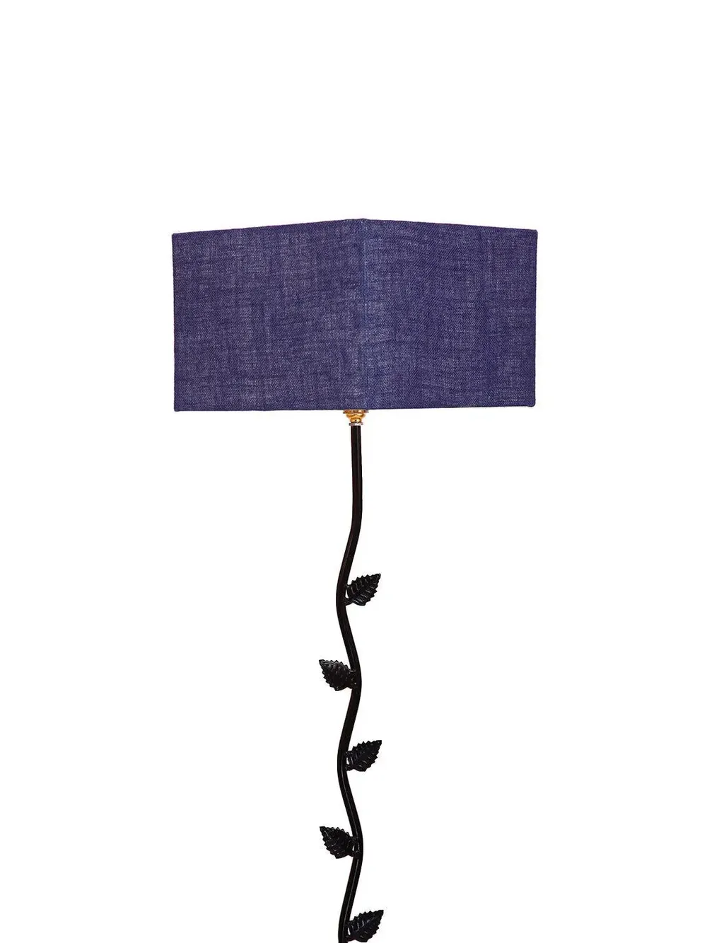 Leaf Floor Lamp with Wood Square Base & Jute Shade Blue