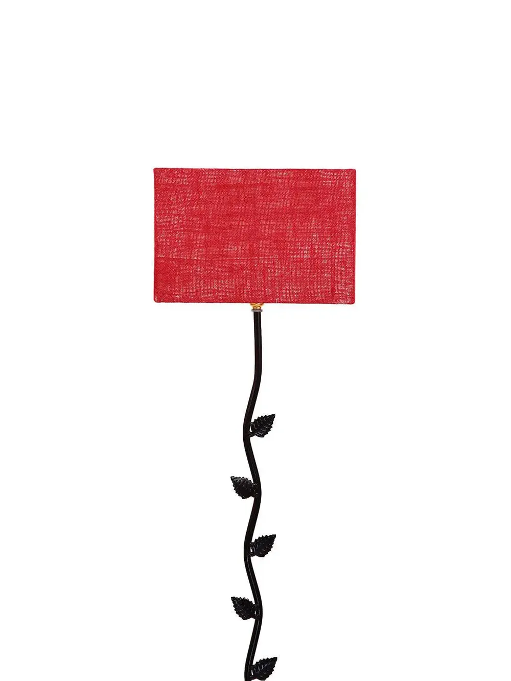 Leaf Floor Lamp with Wood Square Base & Jute Shade Blue