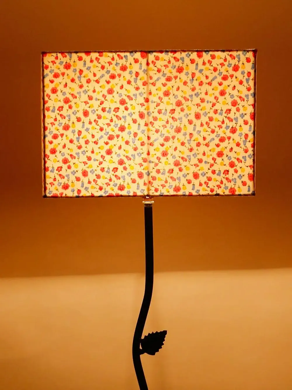 Leaf Floor Lamp with Wood Square Base & Multicolor Square Shade