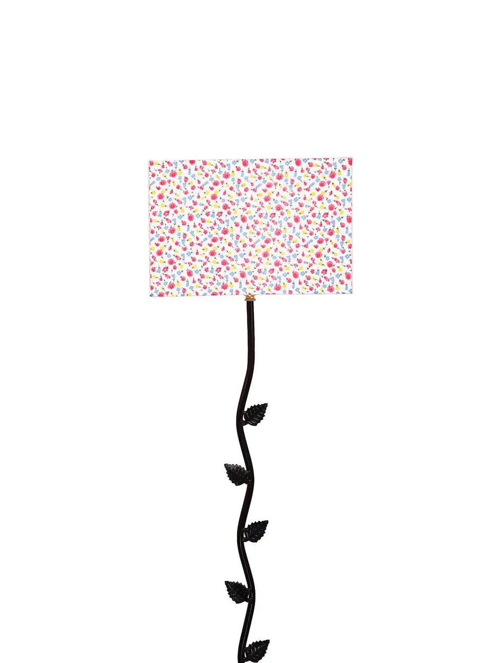 Leaf Floor Lamp with Wood Square Base & Multicolor Square Shade